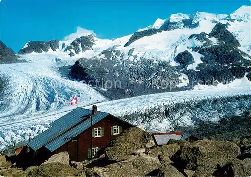 AK / Ansichtskarte Bovalhuette_SAC_2495m_Morteratsch_GR mit Piz Palue und Persgletscher 