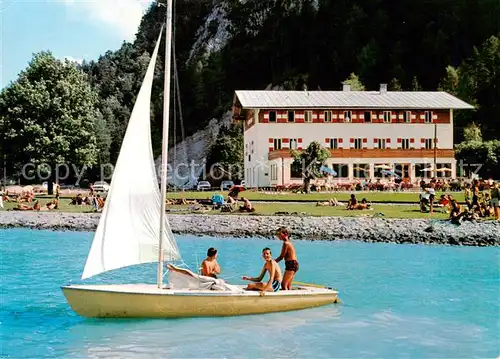 AK / Ansichtskarte Maurach_Achensee_TiroL_AT Gasthof Seespitze Segelboot 