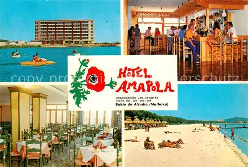 AK / Ansichtskarte Bahia_de_Alcudia_Mallorca_ES Hotel Amapola Bar Gastraeume Strandpartie 