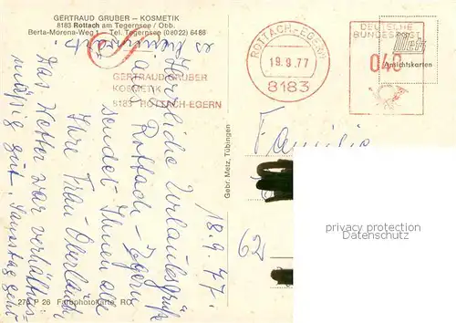 AK / Ansichtskarte Rottach Egern_Tegernsee Panorama Gertrud Gruber Kosmetik 