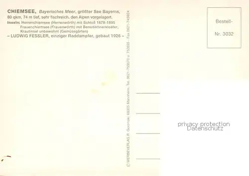 AK / Ansichtskarte Dampfer_Seitenrad Ludwig Fessler Chiemsee 