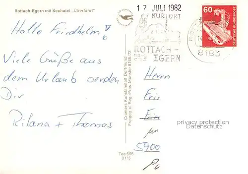 AK / Ansichtskarte Rottach Egern_Tegernsee Fliegeraufnahme mit Seehotel ueberfahrt 