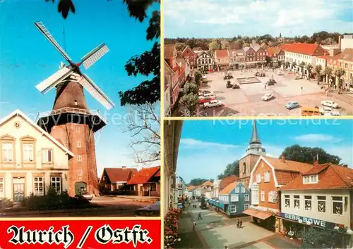 AK / Ansichtskarte Aurich_Ostfriesland Windmuehle Marktplatz Strassenpartie Aurich_Ostfriesland