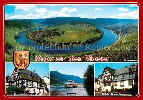 AK / Ansichtskarte Kroev_Croev_Croev_Mosel Fliegeraufnahme Moselschleife Dreigiebelhaus Anleger Hof der Grauen Schwestern 
