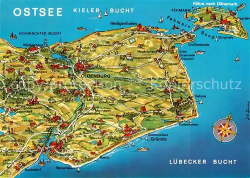AK / Ansichtskarte Oldenburg_Holstein uebersichtskarte mit Insel Fehmarn Oldenburg_Holstein