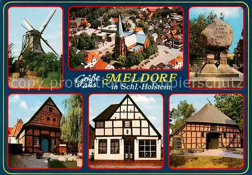 AK / Ansichtskarte Meldorf Muehle Fliegeraufnahme Fachwerkhaeuser Monument Meldorf