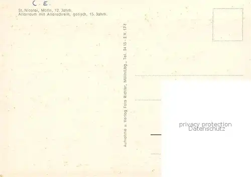 AK / Ansichtskarte Moelln__Lauenburg St Nicolai Kirche Altarraum mit Altarschrein 