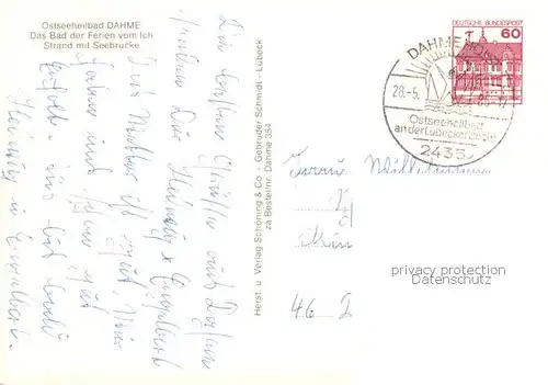 AK / Ansichtskarte Dahme__Ostseebad_Holstein Strand mit Seebruecke 