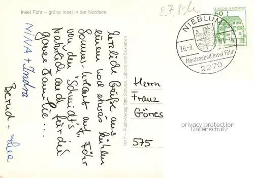AK / Ansichtskarte Insel_Foehr Inselkarte Insel_Foehr
