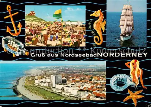 AK / Ansichtskarte Norderney_Nordseebad Strandpartie Fliegeraufnahme Segelschiff Norderney_Nordseebad
