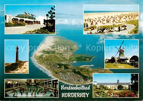 AK / Ansichtskarte Norderney_Nordseebad Haus der Insel Nordstrand Leuchtturm Meerwasserwellenbad Kurhaus Muehle Norderney_Nordseebad