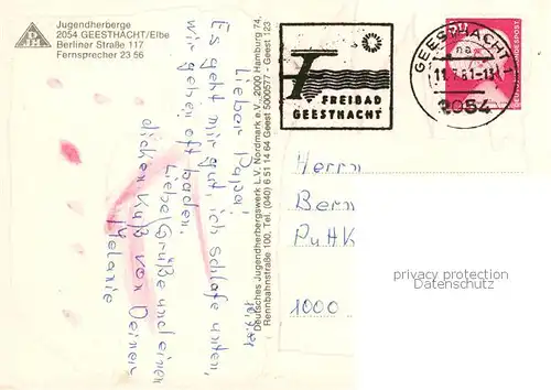 AK / Ansichtskarte Geesthacht_Elbe Jugendherberge Geesthacht Speisesaal Treppenaufgang Buecherei Geesthacht_Elbe