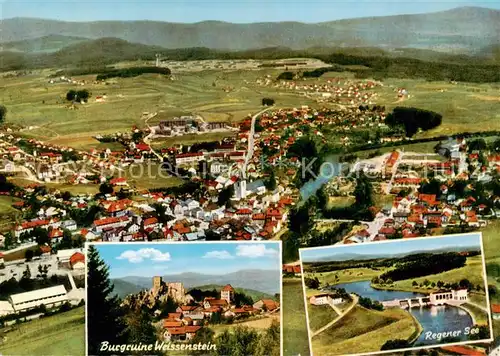 AK / Ansichtskarte Regen Fliegeraufnahme Burgruine Wassestein Regener See Regen