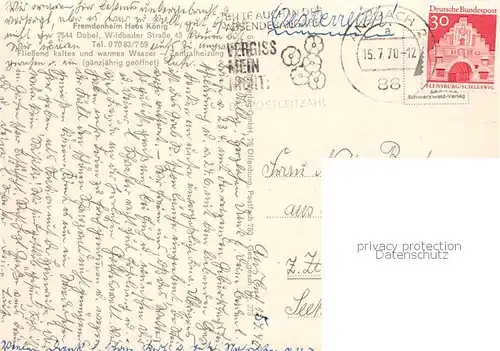 AK / Ansichtskarte Dobel_Schwarzwald Fremdenheim Haus Koenig Dobel Schwarzwald