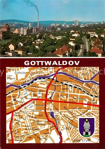 AK / Ansichtskarte Gottwaldov_Zlin_CZ Panorama Stadtplan 