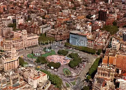 AK / Ansichtskarte Barcelona_Cataluna Plaza de Cataluna Fliegeraufnahme Barcelona Cataluna