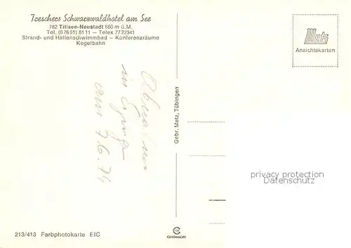 AK / Ansichtskarte Titisee Neustadt Treschers Schwarzwaldhotel am See Titisee Neustadt
