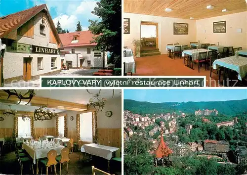 AK / Ansichtskarte Karlovy_Vary_Karlsbad Vyletni restaurace Linhart Stadtpanorama 