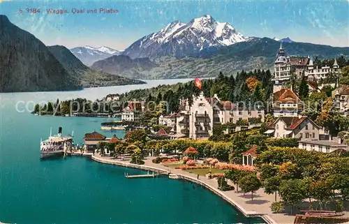 AK / Ansichtskarte  Weggis_Vierwaldstaettersee Quais und Pilatus  Weggis_Vierwaldstaettersee