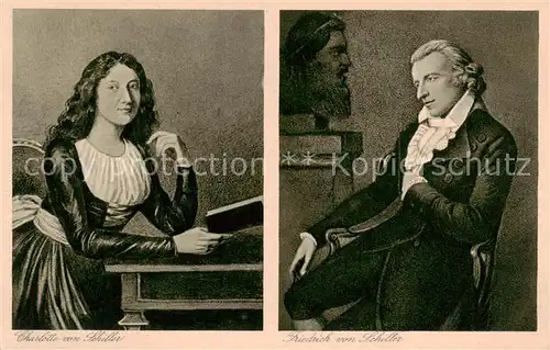 AK / Ansichtskarte 73837186 Schiller_Friedrich Marbach a. N. Charlotte von Schiller Fridrich von Schiller 