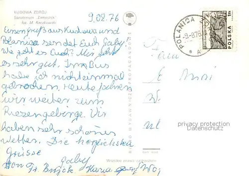 AK / Ansichtskarte 73837254 Kudowa-Zdroj_Bad_Kudowa_Niederschlesien Sanatorium Zameczek 