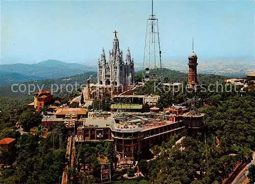 AK / Ansichtskarte  Barcelona_Cataluna Cumbre Tibidabo Fliegeraufnahme Barcelona Cataluna