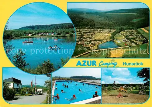 AK / Ansichtskarte  Reinsfeld_Hunsrueck Azur Camping Hunsrueck Fliegeraufnahme Bootspartie Schwimmbad Spielplatz Reinsfeld Hunsrueck