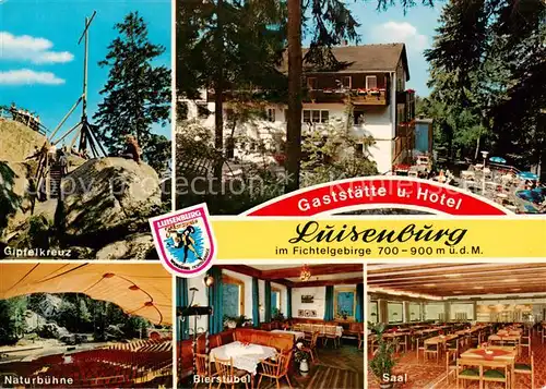 AK / Ansichtskarte  Luisenburg_Wunsiedel_Fichtelgebirge Gipfelkreuz Gaststaette Hotel Luisenburg Naturbuehne Bierstuebel Saal 