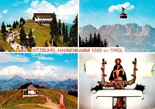 AK / Ansichtskarte 73837293 Kitzbuehel_Tirol_AT Hahnenkamm Gipfelrestaurant Seilbahn mit Wildem Kaiser Bergkirchlein 