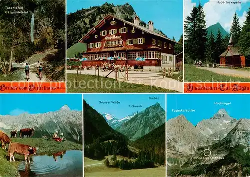 AK / Ansichtskarte 73837304 Hinterstein_Bad_Hindelang Taeschlefall Baergundelertal Berggasthof Giebelhaus Hubertuskapelle Rinderherde Prinz Luitpoldhaus Hinterstein_Bad_Hindelang