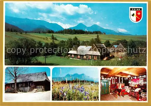 AK / Ansichtskarte  Vysoke_Tatry_SK Razovita fudova architecktura Zdiarska izba Belianske Tatry Interier Zdiarskej izby 