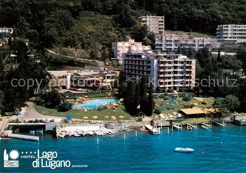 AK / Ansichtskarte  Bissone_Lago_di_Lugano_TI Hotel Lago di Lugano Fliegeraufnahme 