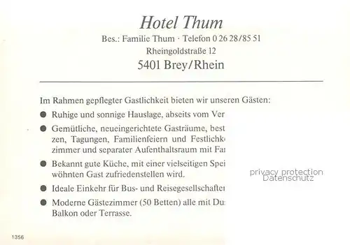 AK / Ansichtskarte 73837464 Brey Hotel Thum Brey