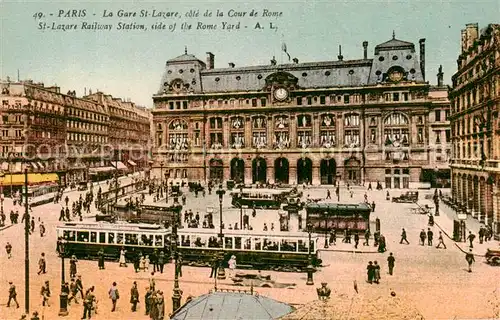 AK / Ansichtskarte Strassenbahn Paris La Gare St Lazare  