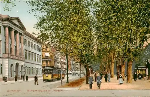 AK / Ansichtskarte Strassenbahn Wiesbaden Wilhelmstrasse m. Museum 