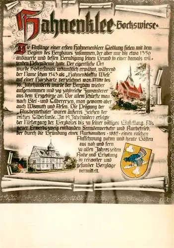AK / Ansichtskarte Hahnenklee Bockswiese_Harz Siedlungsdokument Kirche Wappen Hahnenklee Bockswiese