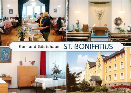 AK / Ansichtskarte Bad_Salzschlirf Kur und Gaestehaus St Bonifatius Speisesaal Hauskapelle Zimmer Bad_Salzschlirf