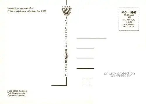 AK / Ansichtskarte Domasov_nad_Bystrici_CZ Politicko vychovne stredisko Sm PSM 