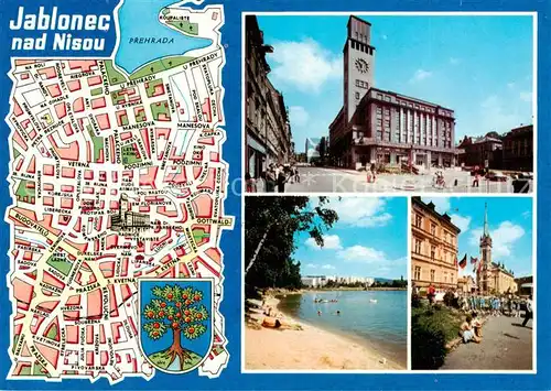 AK / Ansichtskarte Jablonec_nad_Nisou_Gablonz_Neisse_CZ Rathaus Strand Ortspartie 