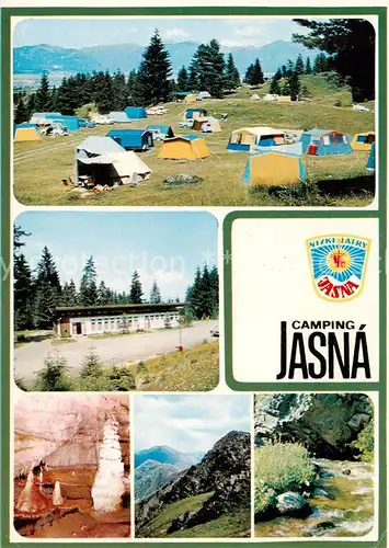 AK / Ansichtskarte Nizke_Tatry_Slovakia Camping Jasna im Demanova Tal Freiheitsgrotte Dumbier und Chopok 
