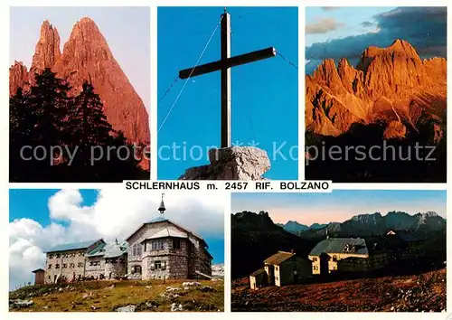 AK / Ansichtskarte Schlernhaus_Voels_am_Schlern_Dolomiten_IT Rifugio Bolzano Gipfelkreuz Felsformationen 