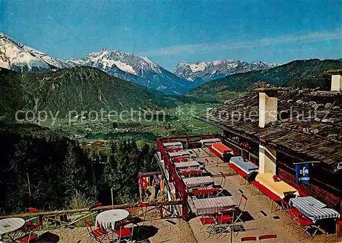 AK / Ansichtskarte Obersalzberg_Berchtesgaden Alpengasthaus und Cafe Graflhoehe Panorama 