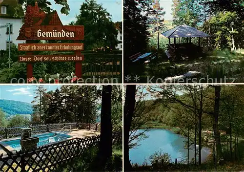 AK / Ansichtskarte Weilrod_Gemuenden Gasthof Pension Zur Linde Pool Teich 