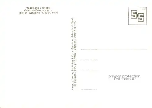 AK / Ansichtskarte Osterode_Harz Soesetalsperre Vogelsang Betriebe Fliegeraufnahme Osterode_Harz