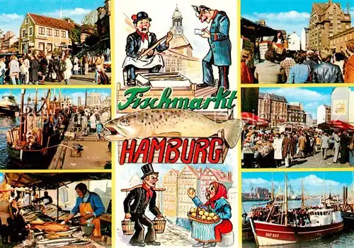 AK / Ansichtskarte Hamburg Fischmarkt Fischkutter Fischverkaeufer  Hamburg