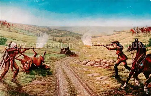 AK / Ansichtskarte 73837921 Indianer_Native_American Buffalo bill in Combat With  