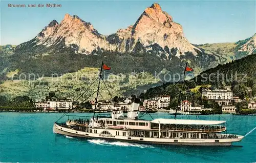 AK / Ansichtskarte  Dampfer_Seitenrad Stadt Luzern Brunnen und die Mythen 