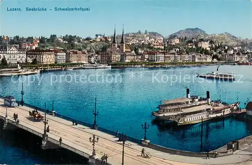 AK / Ansichtskarte  Dampfer_Seitenrad Luzern Seebruecke Schweizerhofquai 