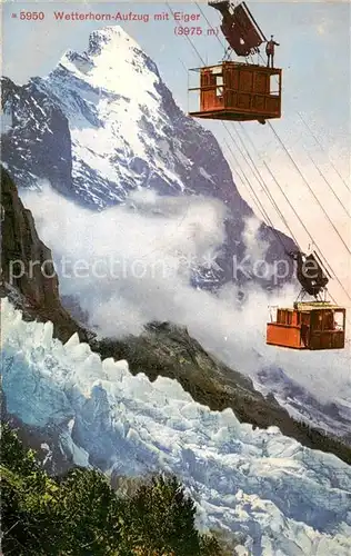 AK / Ansichtskarte  Seilbahn_Cable-Car_Telepherique Wetterhorn Aufzug mit Eiger  