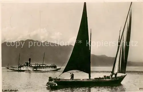 AK / Ansichtskarte  Segelboote Lac Leman 247 Segelboot und Seitenraddampfer 